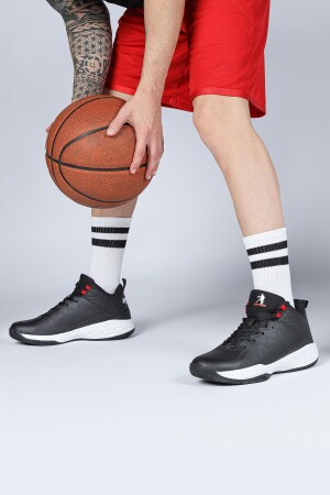 28652 Siyah - Beyaz Genç Erkek Basketbol Spor Ayakkabısı - 5