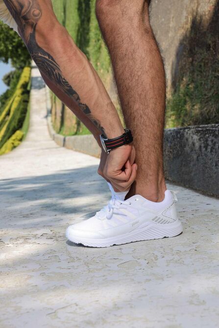 24865 Beyaz - Gümüş Rengi Erkek Sneaker Günlük Spor Ayakkabı - 3
