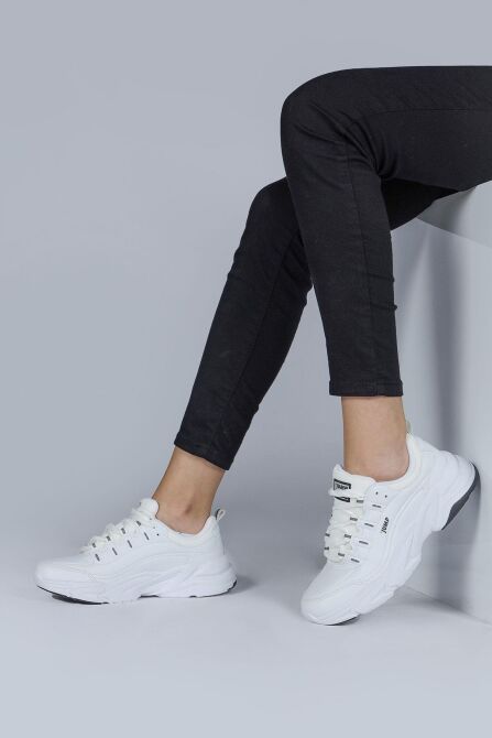 26776 Beyaz - Siyah Kadın Sneaker Spor Ayakkabı - 4