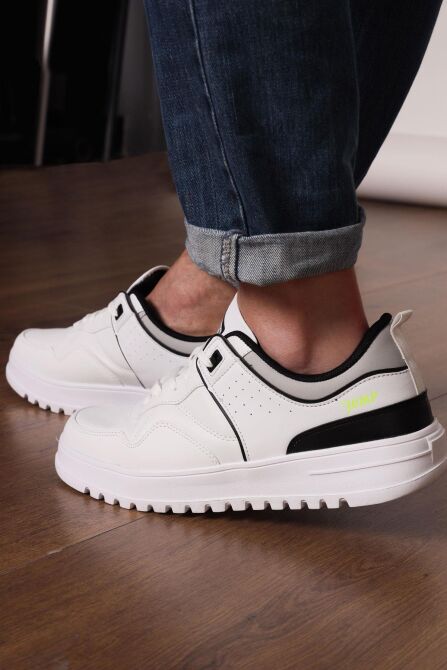 27762 Beyaz - Siyah Erkek Sneaker Günlük Spor Ayakkabı - 4