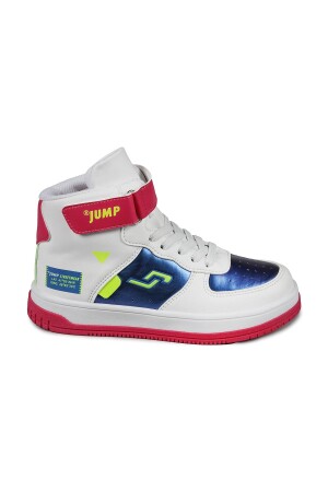 27834 Cırtlı Yüksek Bilekli Beyaz - Fuşya Kız Çocuk Sneaker Günlük Spor Ayakkabı - 1