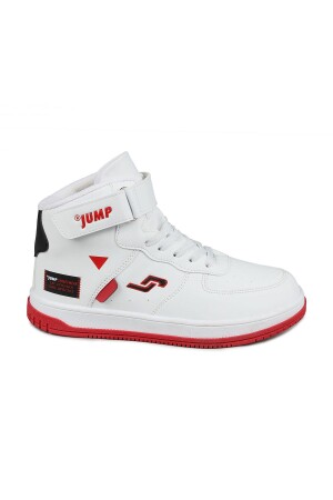 27834 Cırtlı Yüksek Bilekli Beyaz - Kırmızı Üniseks Çocuk Sneaker Günlük Spor Ayakkabı - Jump