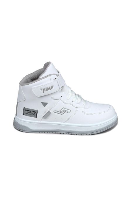 27835 Cırtlı Yüksek Bilekli Beyaz Genç Sneaker Günlük Spor Ayakkabı - 1