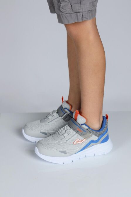 28101 Cırtlı Gri - Mavi Üniseks Çocuk Sneaker Günlük Spor Ayakkabı - 2