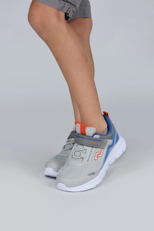 28101 Cırtlı Gri - Mavi Üniseks Çocuk Sneaker Günlük Spor Ayakkabı - 5