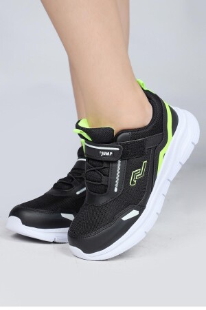 28101 Cırtlı Siyah - Beyaz Üniseks Çocuk Sneaker Günlük Spor Ayakkabı - Jump (1)