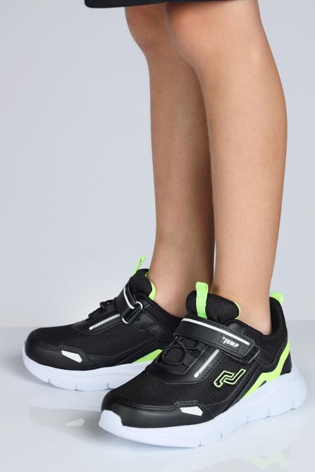 28101 Cırtlı Siyah - Beyaz Üniseks Çocuk Sneaker Günlük Spor Ayakkabı - 4