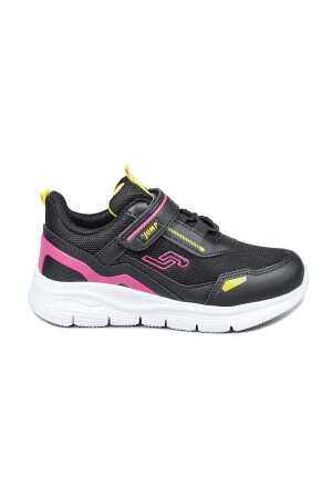 28101 Cırtlı Siyah - Fuşya Kız Çocuk Sneaker Günlük Spor Ayakkabı - Jump