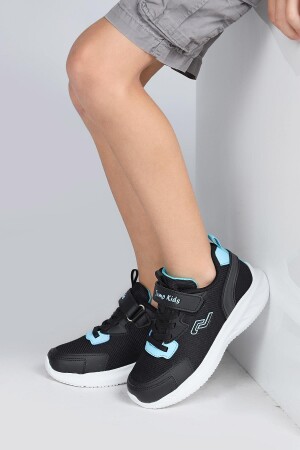 28106 Cırtlı Siyah - Mavi Üniseks Çocuk Sneaker Günlük Spor Ayakkabı - Jump (1)