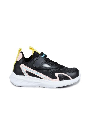28121 Cırtlı Siyah - Somon Pembe Kız Çocuk Sneaker Günlük Spor Ayakkabı 