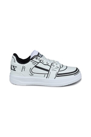 28129 Beyaz - Siyah Üniseks Çocuk Sneaker Günlük Spor Ayakkabı - Jump