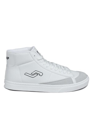 28166 Yüksek Bilekli Beyaz - Gri Erkek Sneaker Günlük Spor Ayakkabı - Jump