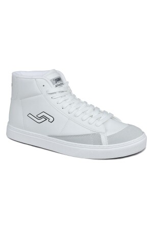 28166 Yüksek Bilekli Beyaz - Gri Erkek Sneaker Günlük Spor Ayakkabı - Jump (1)
