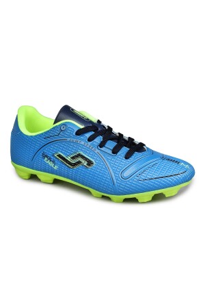 28223 Mavi - Neon Yeşil Çim Halı Saha Krampon Futbol Ayakkabısı - Jump (1)