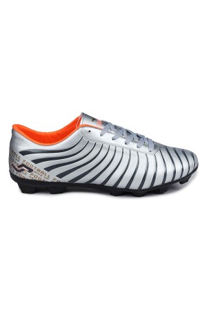 28367 Gümüş Rengi - Siyah Çim Halı Saha Krampon Futbol Ayakkabısı - Jump