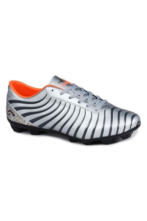 28367 Gümüş Rengi - Siyah Çim Halı Saha Krampon Futbol Ayakkabısı - Jump (1)