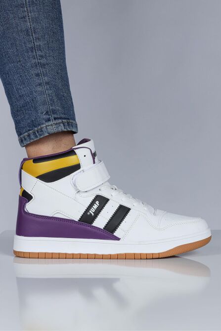 28504 Yüksek Bilekli Beyaz - Siyah Erkek Sneaker Günlük Spor Ayakkabı - 3