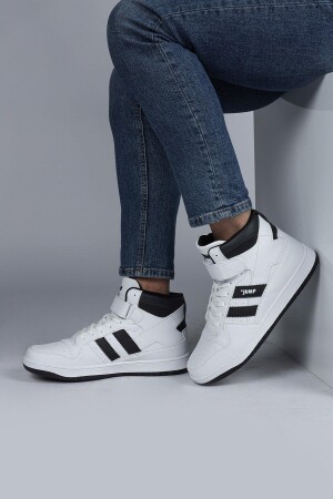 28504 Yüksek Bilekli Beyaz - Siyah Erkek Sneaker Günlük Spor Ayakkabı - 2