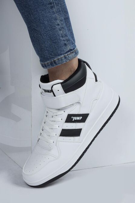 28504 Yüksek Bilekli Beyaz - Siyah Erkek Sneaker Günlük Spor Ayakkabı - 5