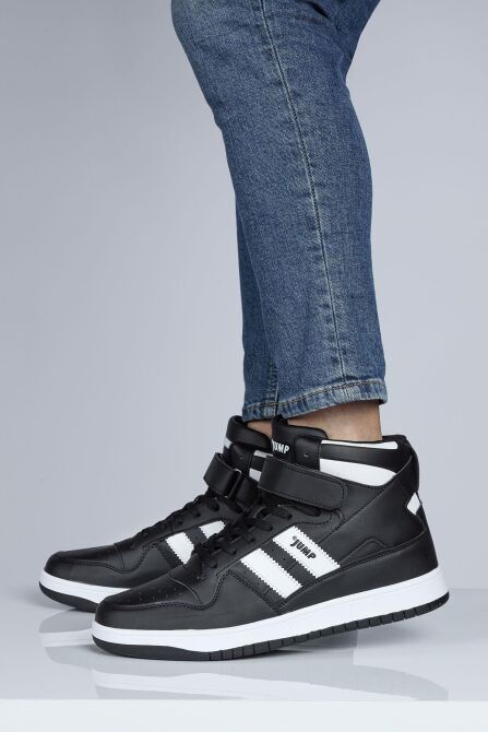28504 Yüksek Bilekli Siyah - Beyaz Erkek Sneaker Günlük Spor Ayakkabı - 2
