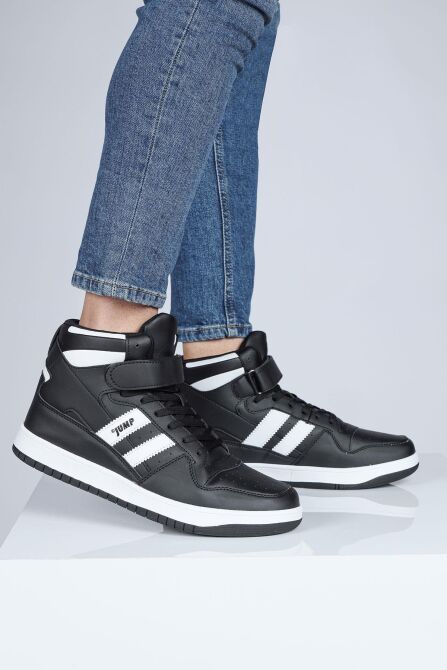 28504 Yüksek Bilekli Siyah - Beyaz Erkek Sneaker Günlük Spor Ayakkabı - 3