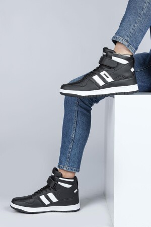 28504 Yüksek Bilekli Siyah - Beyaz Erkek Sneaker Günlük Spor Ayakkabı - 5
