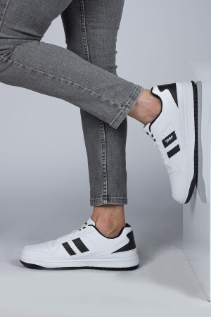 28505 Beyaz - Siyah Erkek Sneaker Günlük Spor Ayakkabı - 5