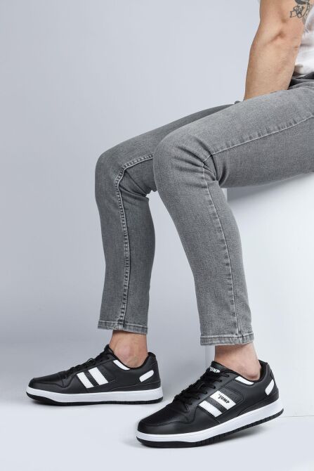 28505 Siyah - Beyaz Erkek Sneaker Günlük Spor Ayakkabı - 3