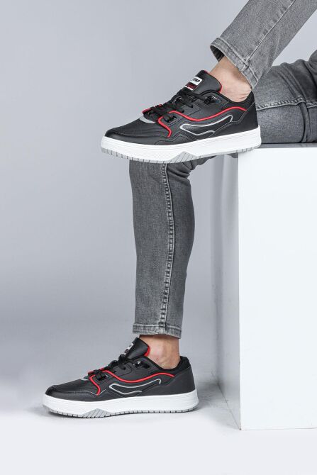 28520 Siyah - Beyaz Erkek Sneaker Günlük Spor Ayakkabı - 5