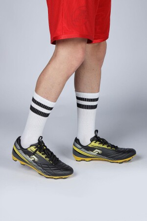 28593 Siyah - Neon Sarı Çim Halı Saha Krampon Futbol Ayakkabısı - 5