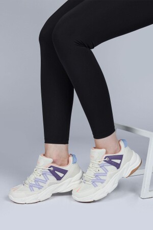 28701 Beyaz - Bej Kadın Sneaker Günlük Spor Ayakkabı - 4