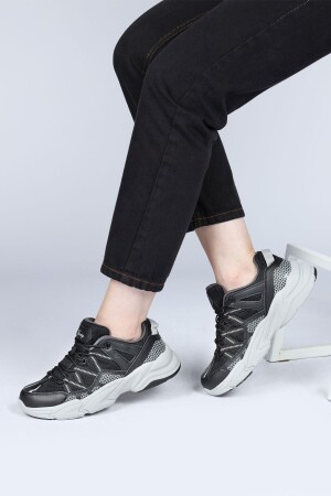 28701 Siyah - Beyaz Kadın Sneaker Günlük Spor Ayakkabı - 4