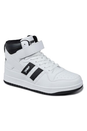 28708 Yüksek Bilekli Beyaz - Siyah Kadın Sneaker Günlük Spor Ayakkabı - 4