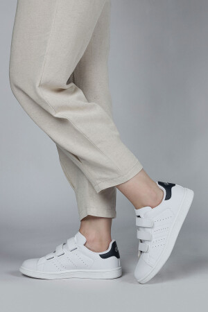 28711 Beyaz - Lacivert Kadın Sneaker Günlük Spor Ayakkabı - 5