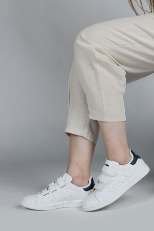 28711 Beyaz - Lacivert Kadın Sneaker Günlük Spor Ayakkabı - 6