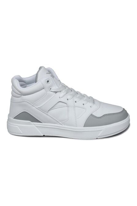 28746 Yüksek Bilekli Beyaz - Gri Kadın Sneaker Günlük Spor Ayakkabı - 1