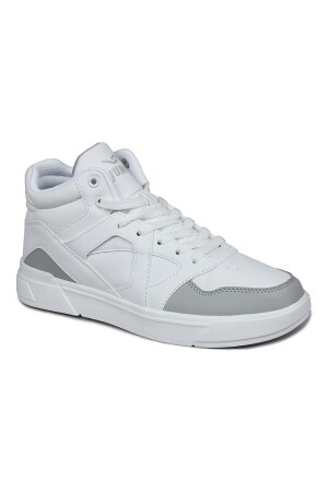 28746 Yüksek Bilekli Beyaz - Gri Kadın Sneaker Günlük Spor Ayakkabı - 6