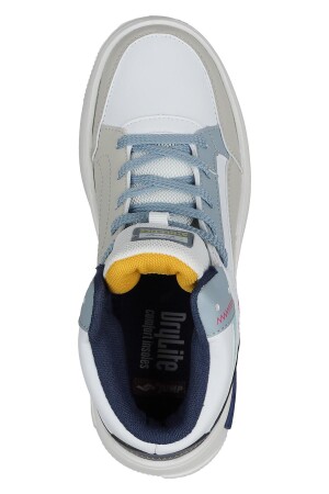 28756 Yüksek Bilekli Beyaz - Mavi Kadın Sneaker Günlük Spor Ayakkabı - 7