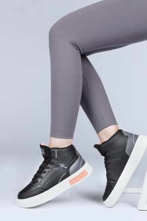 28756 Yüksek Bilekli Siyah Kadın Sneaker Günlük Spor Ayakkabı - 2