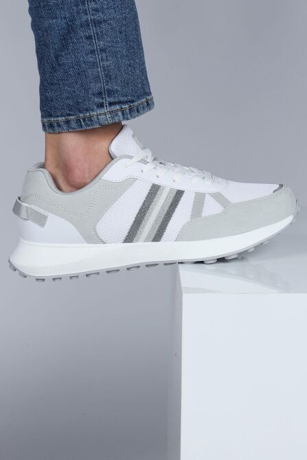 29052 Beyaz - Gri Erkek Sneaker Günlük Spor Ayakkabı - 4