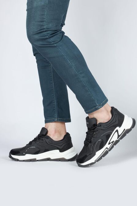 29085 Siyah - Beyaz Erkek Sneaker Günlük Spor Ayakkabı - 2