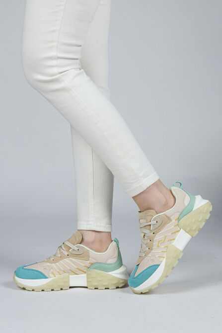 29092 Bej - Mint Yeşili Kadın Sneaker Günlük Spor Ayakkabı - 2