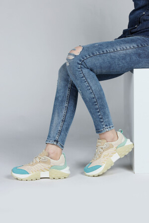 29092 Bej - Mint Yeşili Kadın Sneaker Günlük Spor Ayakkabı - 5