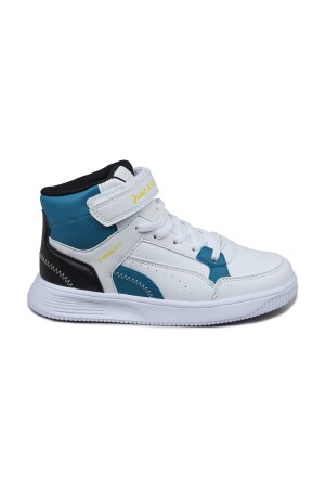 29185 Cırtlı Yüksek Bilekli Beyaz - Mavi Kız Çocuk Sneaker Günlük Spor Ayakkabı 