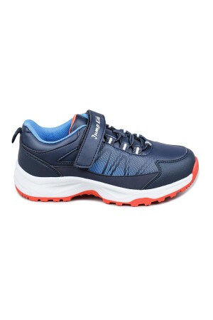 29195 Cırtlı İndigo Mavi - Turuncu Üniseks Çocuk Sneaker Günlük Spor Ayakkabı 