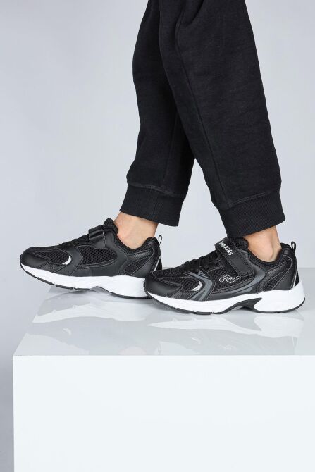 29203 Cırtlı Siyah - Beyaz Üniseks Çocuk Sneaker Günlük Spor Ayakkabı - 3
