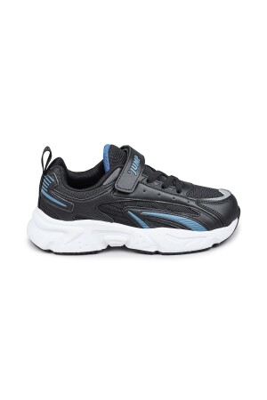 29604 Cırtlı Siyah - İndigo Mavi Üniseks Çocuk Sneaker Günlük Spor Ayakkabı 