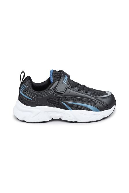 29604 Cırtlı Siyah - İndigo Mavi Üniseks Çocuk Sneaker Günlük Spor Ayakkabı - 1