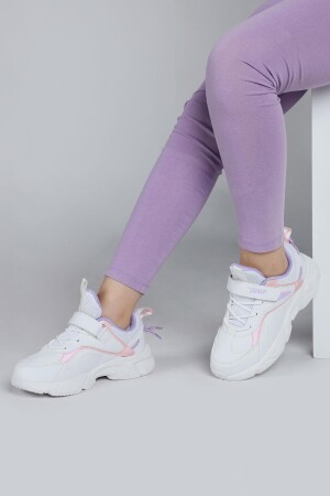 29605 Cırtlı Beyaz - Pembe Kız Çocuk Sneaker Günlük Spor Ayakkabı - 4