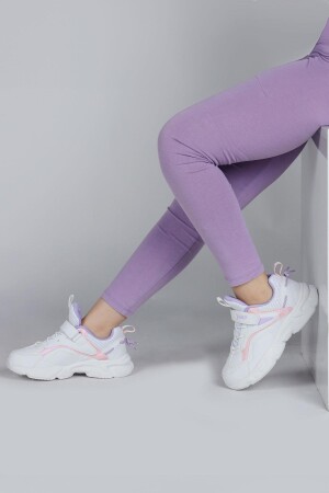 29605 Cırtlı Beyaz - Pembe Kız Çocuk Sneaker Günlük Spor Ayakkabı - 6